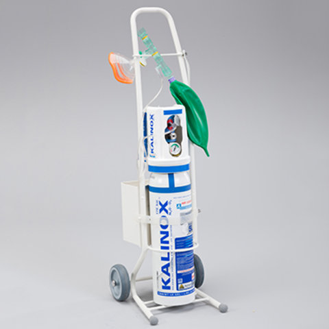 Kalinox Lachgas Sauerstoff Gemisch auf Flaschenwagen von Air Liquide Healthcare Austria